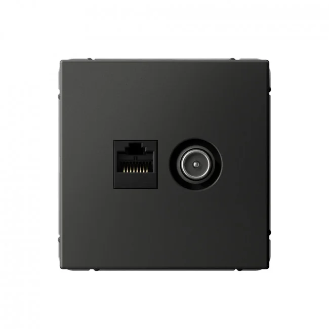 Механизм розетки компьютерной + телевизионной 2-м ArtGallery RJ45 + TV кат.5E базальт SE GAL001489