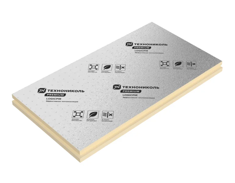 Плита теплоизоляционная LOGICPIR PROF СХМ/СХМ (стеклохолст) Г2 L-2385х1185х60 в упак. 10 плит 1,6957 м3, 28,2623 м2, 2 упак на поддоне