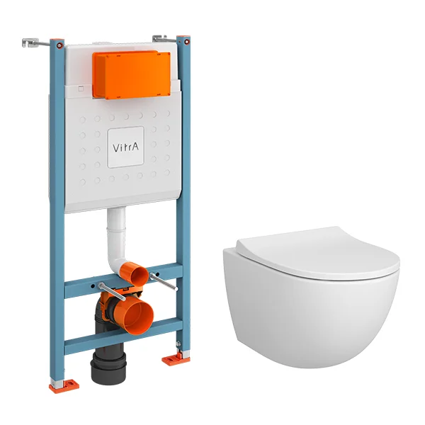 Унитаз подвесной Vitra Sento L-Box set с инсталляцией, с сиденьем дюропласт микролифт, без кнопки
