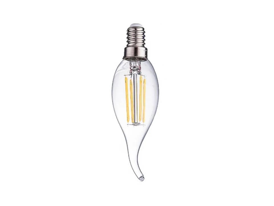 Лампа светодиодная 7W Е14 170-265V 2700K 600Лм (желтый) Свеча на ветру прозрачная филамент Фарлайт