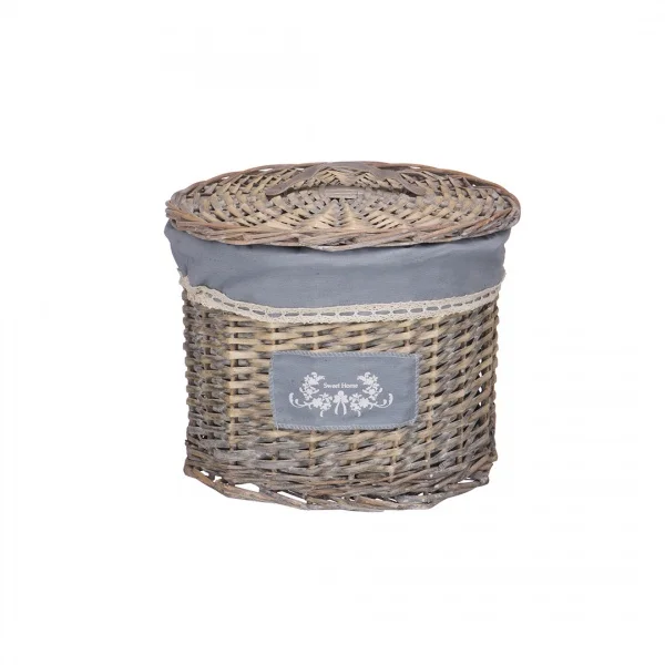 Корзина бельевая круглая "Лён", Д315 Ш315 В255, серый Корзина бельевая круглая "Лён", Д315 Ш315 В255, серый