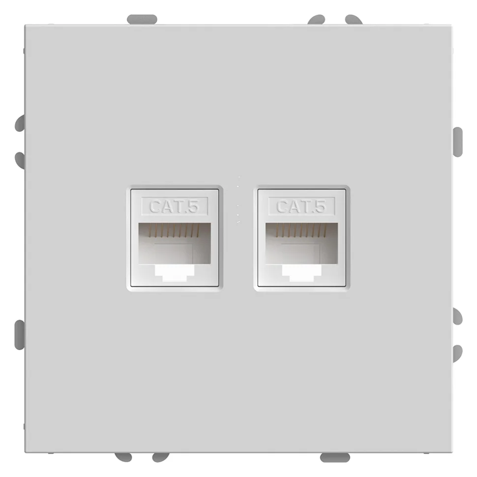 Розетка компьютерная 2-местная (механизм) СП Stekker Эмили RJ-45 (RST00-5111-01) белый фарфор, soft touch