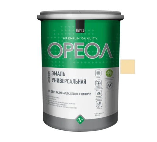 Эмаль ОРЕОЛ акриловая глянцевая слоновая кость 2,5 кг