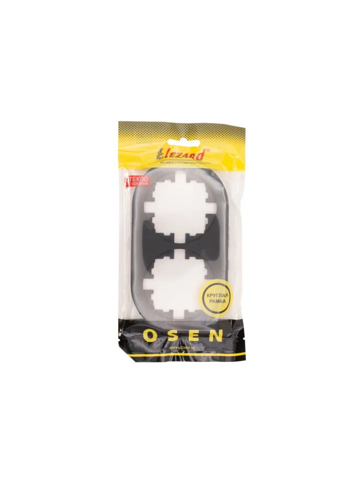 Рамка двухместная горизонтальная Lezard OSEN акриловая черная матовая круглая