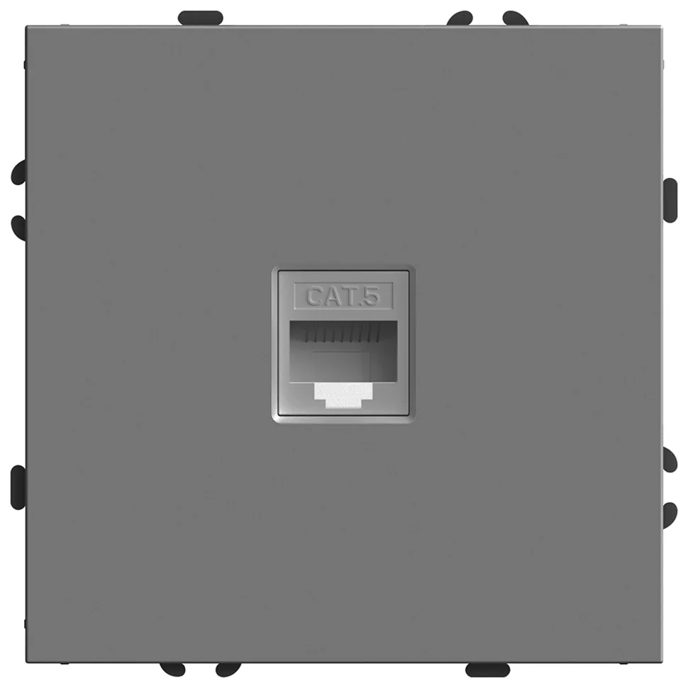 Розетка компьютерная 1-местная (механизм) СП Stekker Эмили RJ-45 (RST00-5117-10) платиново-серый, soft touch