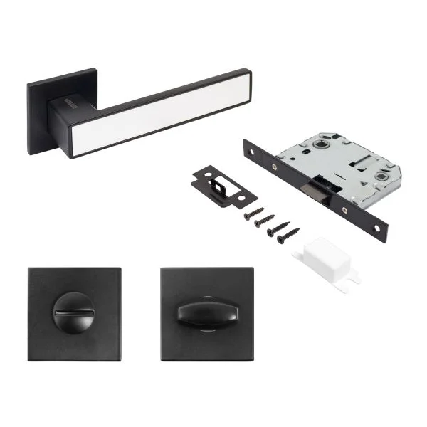 Комплект ручка и защ с фикс АЛЛЮР АРТ "ЛАНА" BL/W+L7050S BL+BK-S2 BL(861511/S7050) мат. черн./бел.