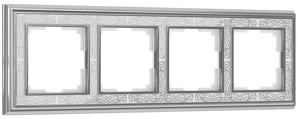 Рамка четырехместная Werkel Palacio Gracia, хром/белый, WL77-Frame-04