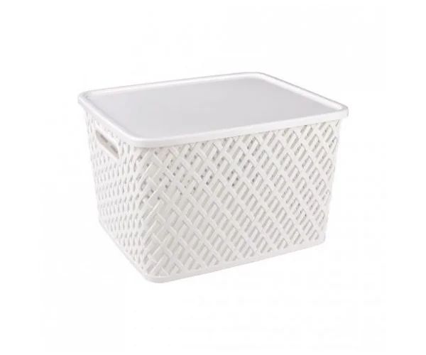 Корзина универсальная Плетенка 350х290х225, с крышкой, белый, M3591