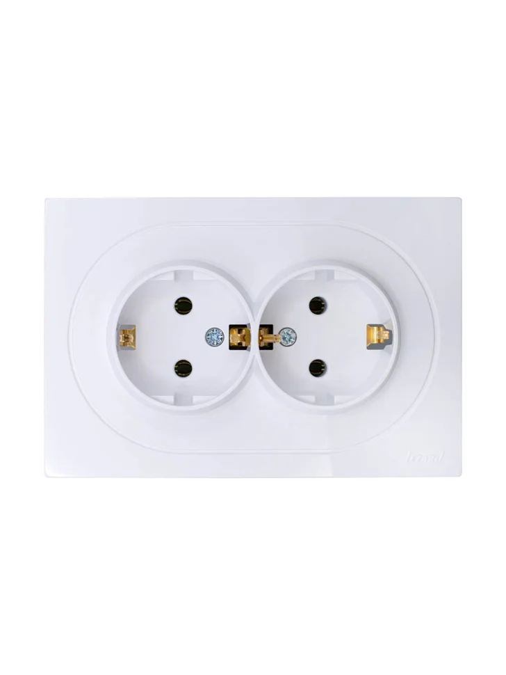 Розетка 2-местная СП Lezard OSEN с заземлением, белый