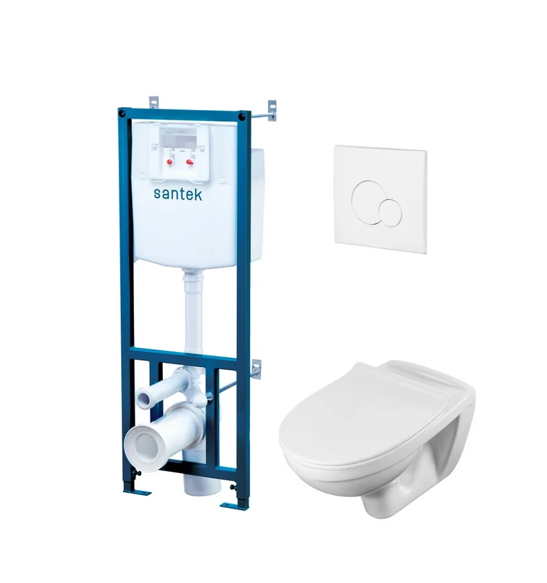 Унитаз подвесной SANTEK Бореаль с инсталяцией, сиденье SC, кнопка белая Унитаз подвесной SANTEK Бореаль с инсталяцией, сиденье SC, кнопка белая