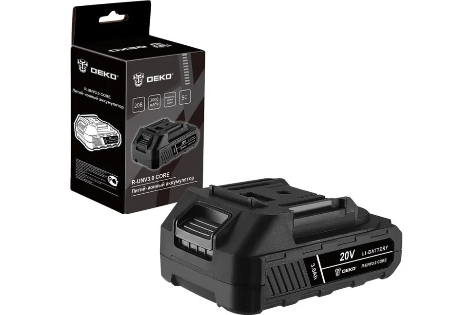 Аккумулятор DEKO R-UNV3.0 CORE, Li-ion, 20В, 3.0А*ч Аккумулятор DEKO R-UNV3.0 CORE, Li-ion, 20В, 3.0А*ч