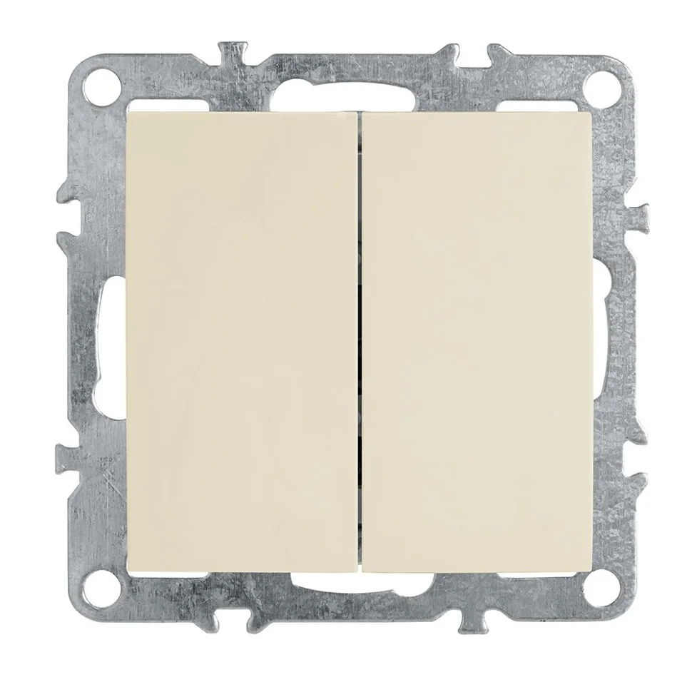 Выключатель двухклавишный СП 220V, 10А, (механизм), слоновая кость (PSW10-9104-02) Эрна STEKKER