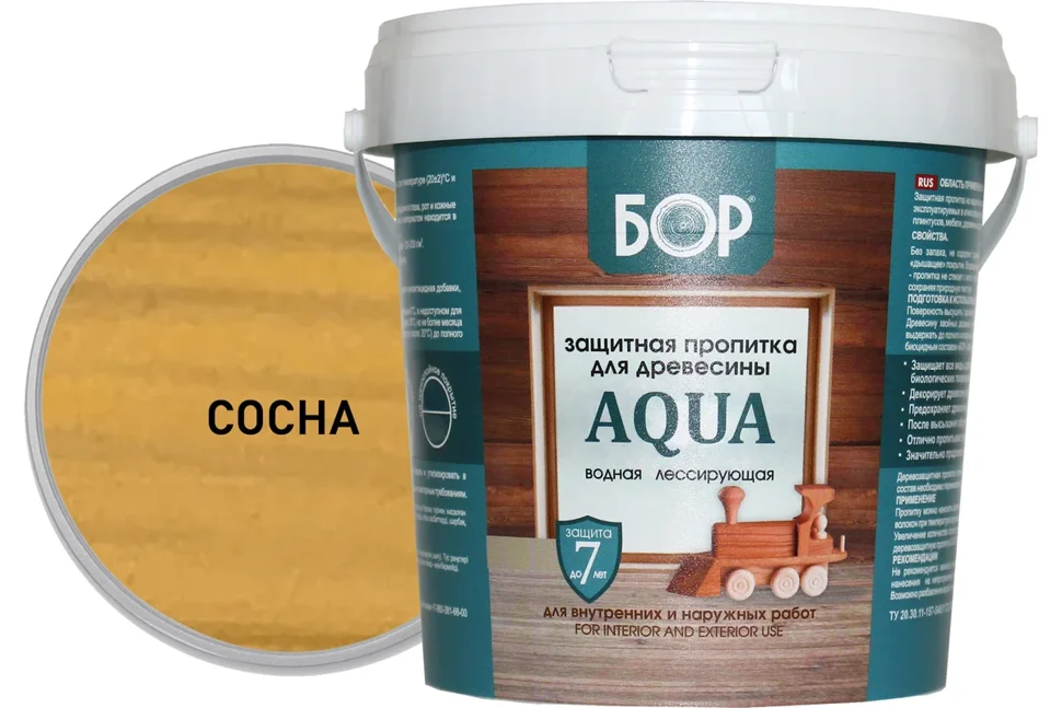 Пропитка защитная БОР AQUA для наружных и внутренних работ СОСНА 0,9кг