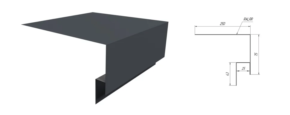 Планка околооконная сложная Drap TX RAL ** для М/сайдинга ЭкоБрус, 0.45мм, 250*75*3м.п. Планка околооконная сложная Drap TX RAL ** для М/сайдинга ЭкоБрус, 0.45мм, 250*75*3м.п.