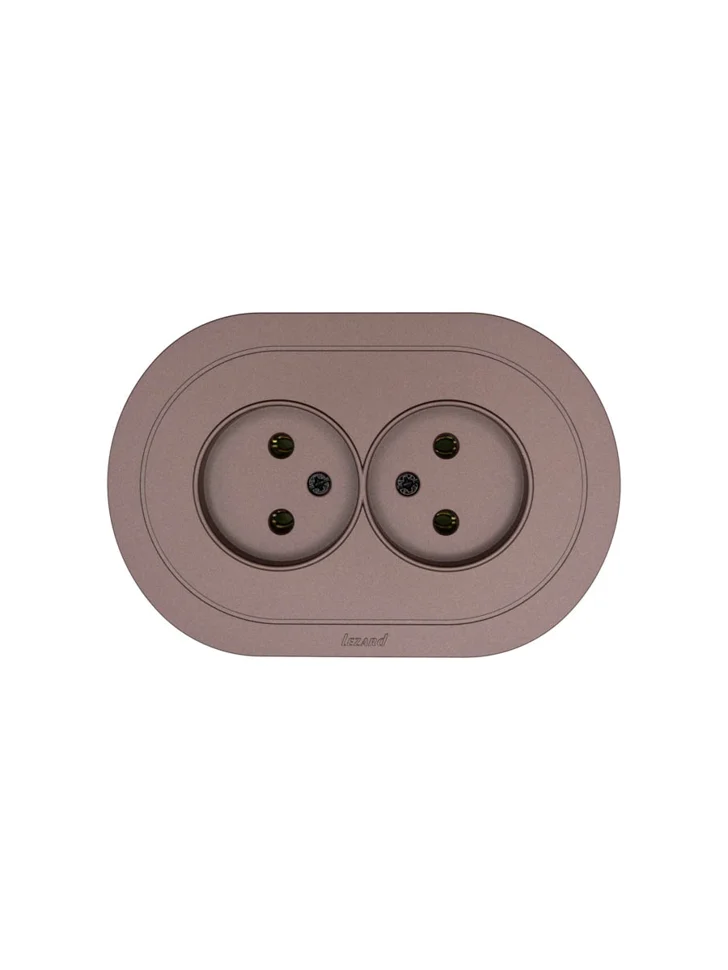 Розетка 2-местная СП Lezard OSEN без заземления, шоколад круглая Розетка 2-местная СП Lezard OSEN без заземления, шоколад круглая