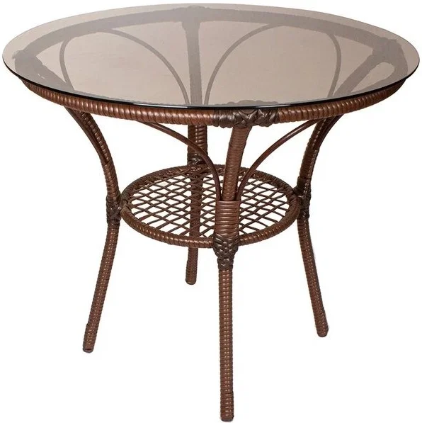 Стол круглый Ялта, с ротангом, коричневый Стол круглый Ялта, с ротангом, коричневый