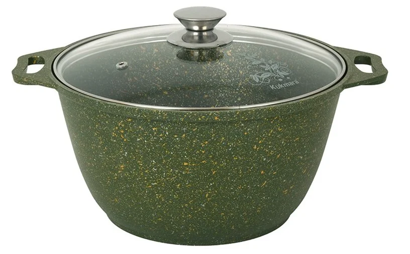 Жаровня-кастрюля Kukmara литая стекл. кр. 3.0л АП Trendy style malachite, ж31tsml