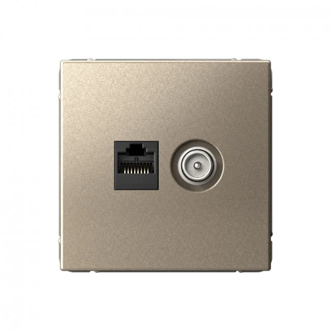 Механизм розетки компьютерной + телевизионной 2-м ArtGallery RJ45 + TV кат.5E шампань SE GAL000589 Механизм розетки компьютерной + телевизионной 2-м ArtGallery RJ45 + TV кат.5E шампань SE GAL000589