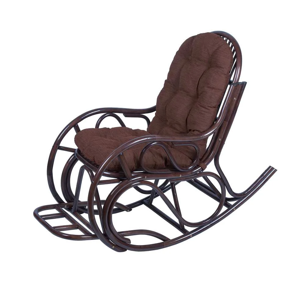 Кресло-качалка разборное с коричневой подушкой, темно-коричневый