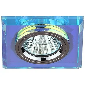 Светильник точечный ЭРА DK8 CH/PR декор стекло квадрат MR16,12V/220V, 50W, хром/перламутр*