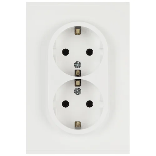Розетка 2-местная СП ЭРА Arktik 2X2P+E Schuko с заземлением и шторками 16А-250В белый матовый арт.16-2105-08