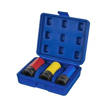 Набор головок торцевых ударных глубоких КОБАЛЬТ 1/2": 17, 19, 21 мм, для легкосплавных колесных дисков, CR-MO, 3 шт., кейс