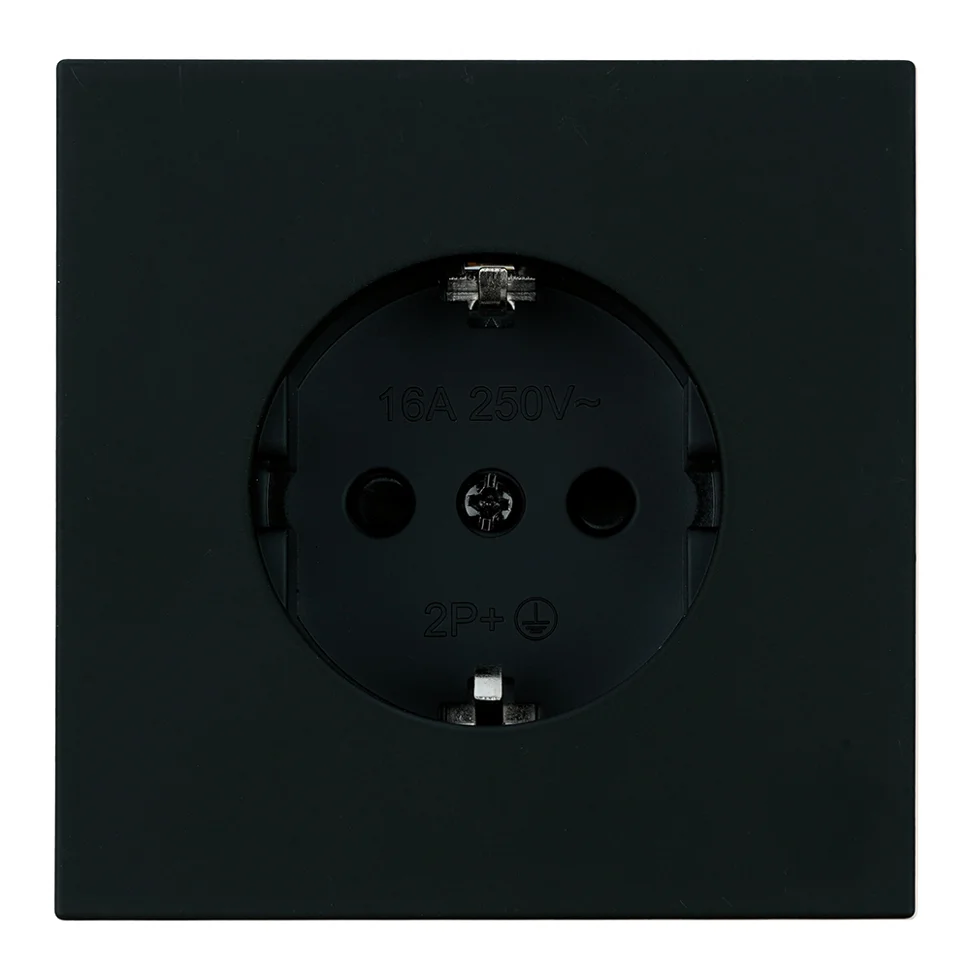 Розетка 1-местная (механизм) СП STEKKER Мия с защитной шторкой с заземлением, 250В, 16А, RST16-3110-05, черный бархат