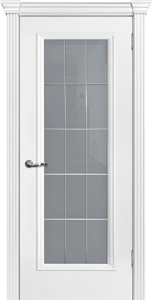 Дверь ТЕКОНА SMALTA-SHARM 01 остекленная премиум сатинат+гравировка эмаль белый 60