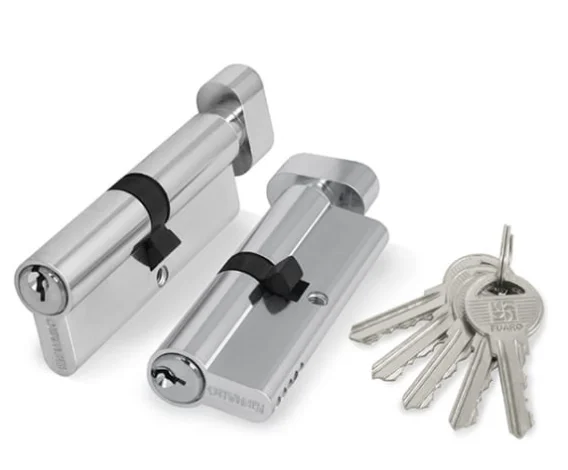 Цилиндр FUARO с вертушкой1 00 ZM 60 mm (25+10+25) CP хром 5 ключей