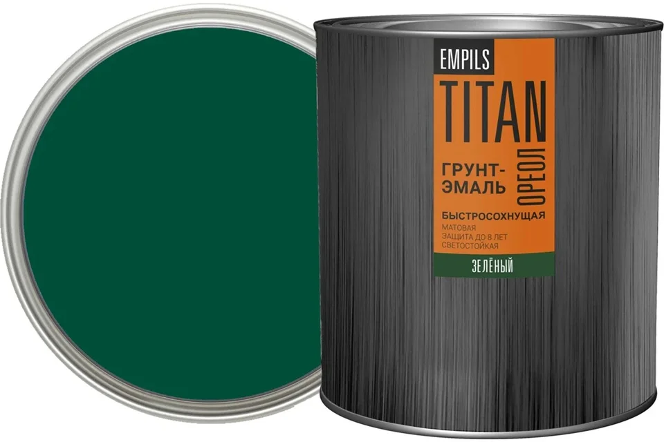 Грунт-эмаль быстросохнущая зеленая матовая (RAL 6005) 2,7кг ОРЕОЛ TITAN