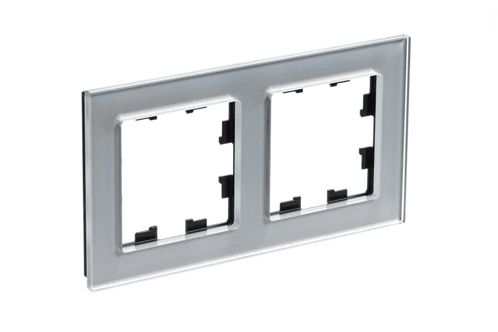 Рамка 2-местная AtlasDesign Nature стекло алюм. Schneider Electric ATN320302
