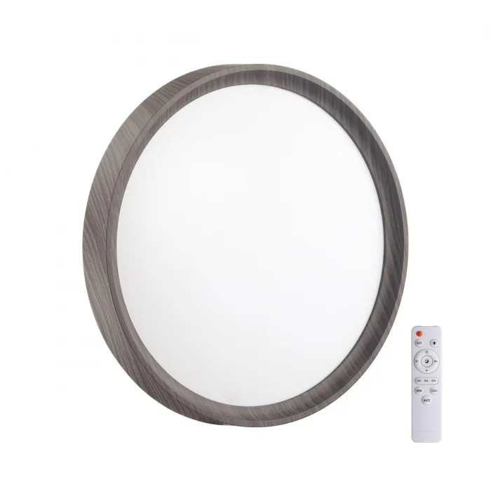 Светильник 7627/DL PALE SN 019 пластик/белый/венге под дерево LED 48Вт c ДУ 3000-6000К D400 IP43 пульт ДУ WOODI
