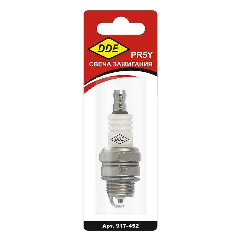 Свеча зажигания DDE - PR5Y (Champion RCJ6Y, Bosch WSR5F, NGK BPMR8A) бензопилы, триммеры, мотобуры до 30 куб.см.