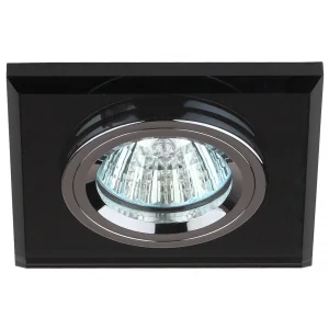Светильник точечный ЭРА DK8 CH/BK декор стекло квадрат MR16,12V/220V, 50W, хром/черный