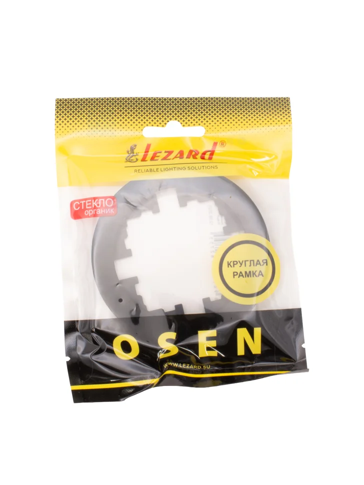 Рамка одноместная горизонтальная Lezard OSEN акриловая черная матовая круглая