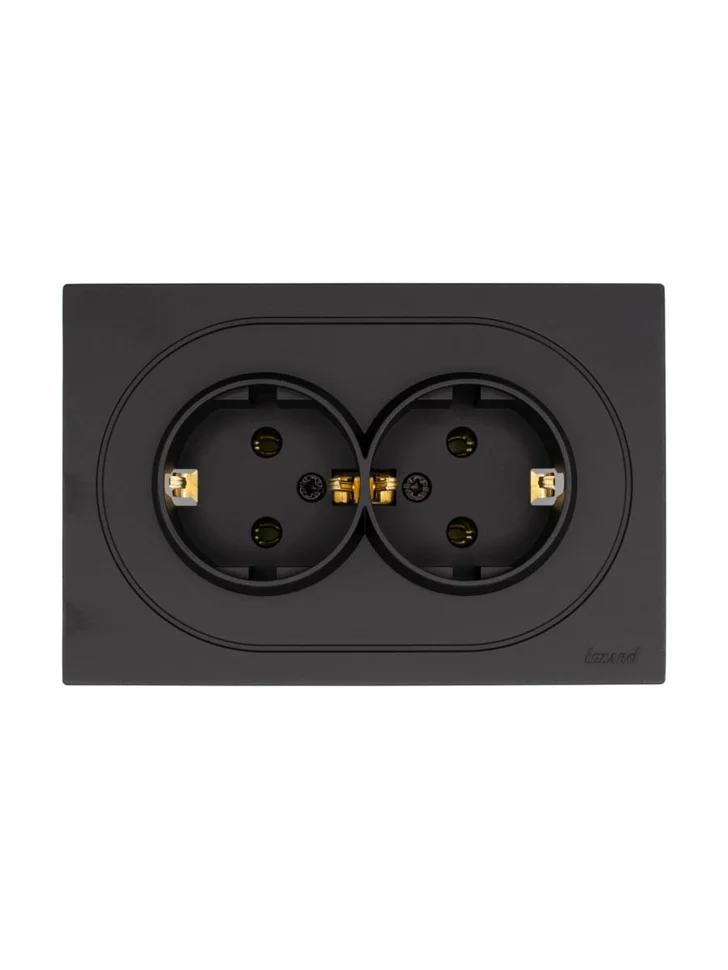 Розетка 2-местная СП Lezard OSEN с заземлением, чёрный бархат Розетка 2-местная СП Lezard OSEN с заземлением, чёрный бархат