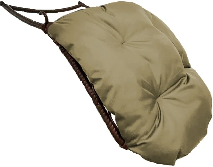 Подставка для ног на кресло подвесное, с ротангом коричневое, бежевая подушка