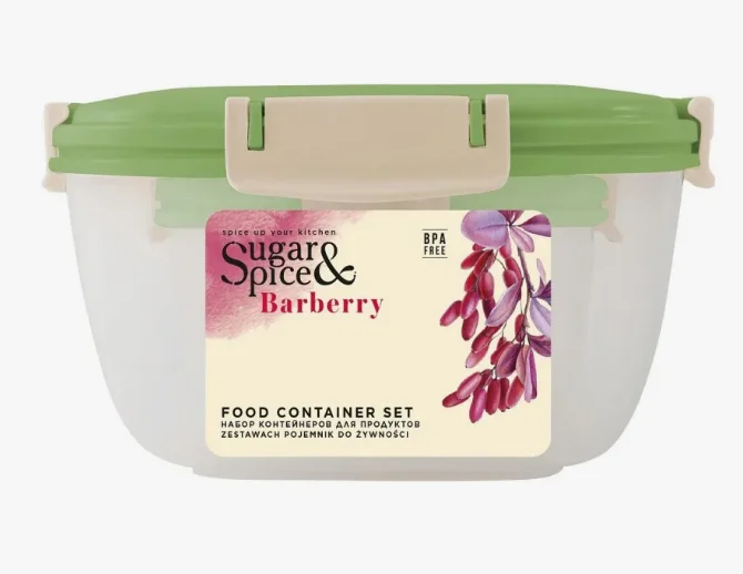 Контейнер для продуктов Sugar&Spice Барбарис герметичный 1л квадратный фисташка* Контейнер для продуктов Sugar&Spice Барбарис герметичный 1л квадратный фисташка*
