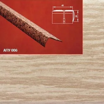 Порог АПУ 006 алюминиевый 900*41*21 мм угловой наружный (20 дуб беленый)