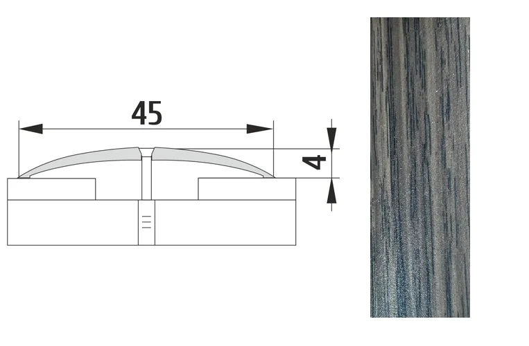 Порог АПС 004 алюминиевый 1350*45*4 мм одноуровневый (16 дуб табачный)