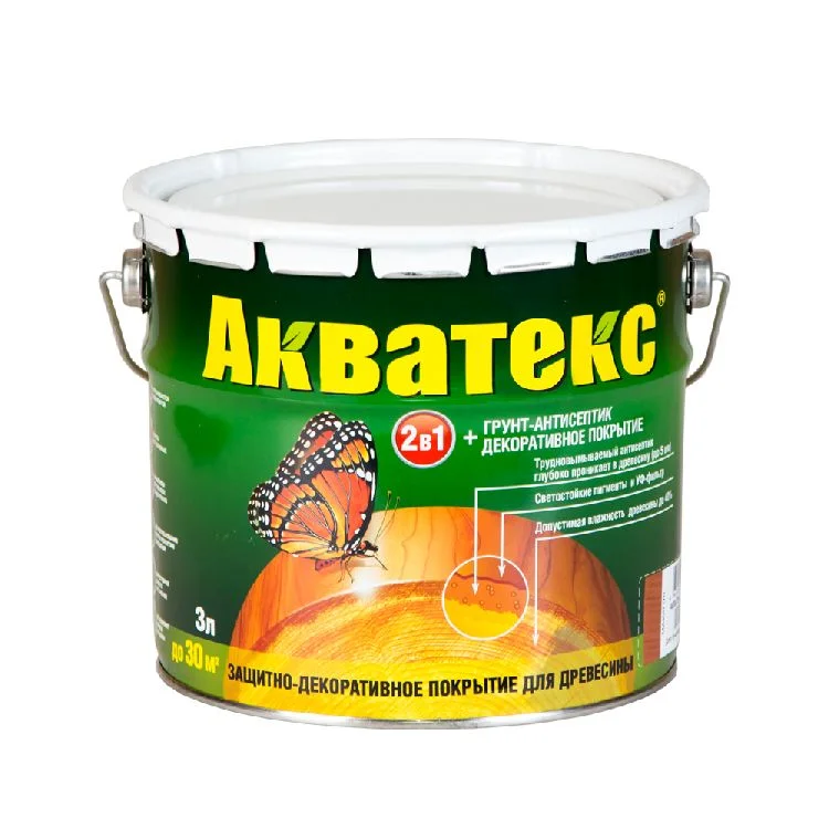 Основа алкидная Акватекс 2 в 1 - венге 3л УФ-защита, влажн. древесина 40%