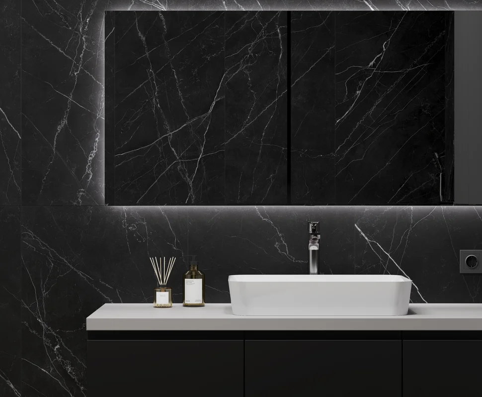 Керамогранит LAPARET Opera Nero чёрный 59,50x119,10 матовый карвинг