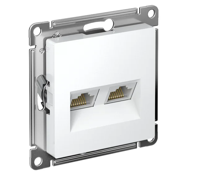 Розетка компьютерная 2-местная СП AtlasDesign RJ45 + RJ45 белый SE ATN000185 Розетка компьютерная 2-местная СП AtlasDesign RJ45 + RJ45 белый SE ATN000185