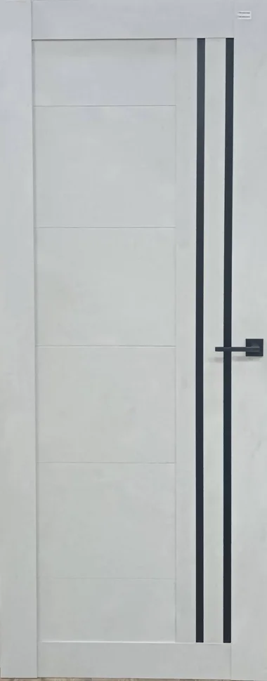 Дверь ТЕРРИ №109 Лофт Белый, частичное стекло ЧЕРНОЕ 80, еврошпон
