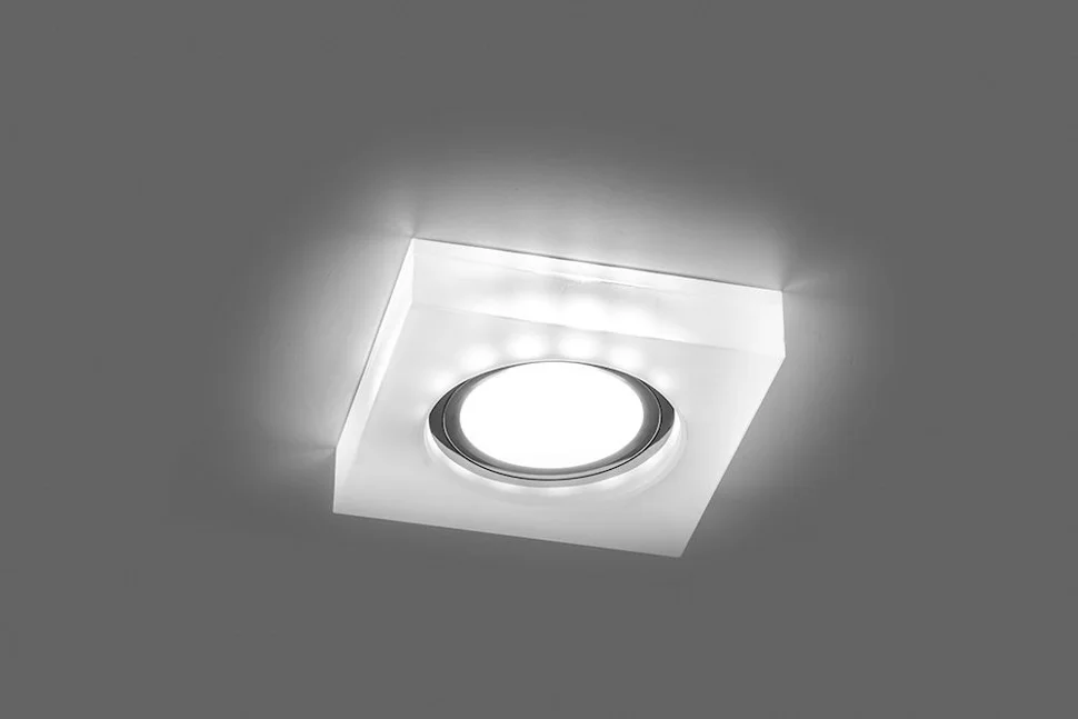 Светильник точечный Feron CD8180 со светодиодной подсветкой 15LED*2835 SMD 4000K, MR16 50W G5.3, белый матовый хром, с драйвером в комплекте