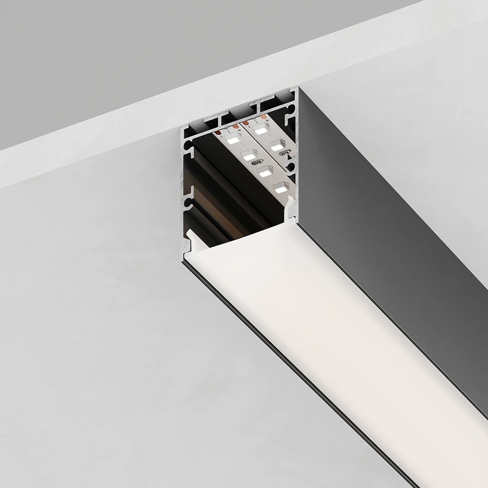 Профиль алюминиевый "Линии света" (35*35), черный, 2м (в компл 2 заглушки,4 крепежа) CAB256