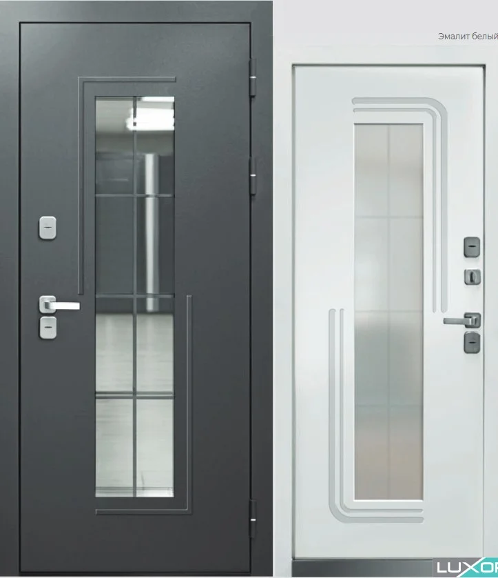 Дверь мет. Luxor Termo 7 960х2050 "Пр" Букле графит/Эмалит Белый