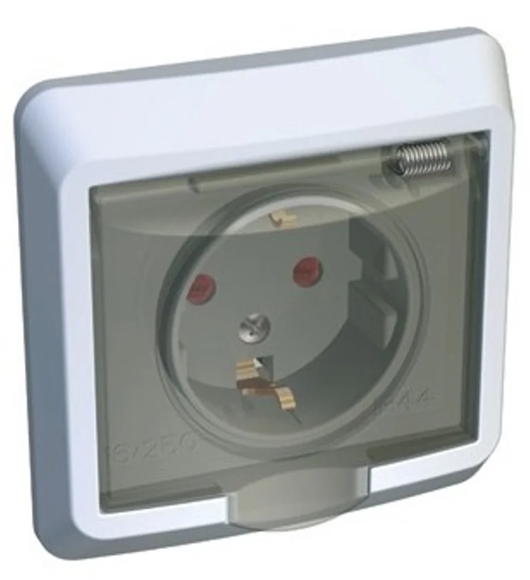 Розетка 1-местная СП Этюд IP44 с заземл. защ. шторки бел. Schneider Electric PC16-044-B