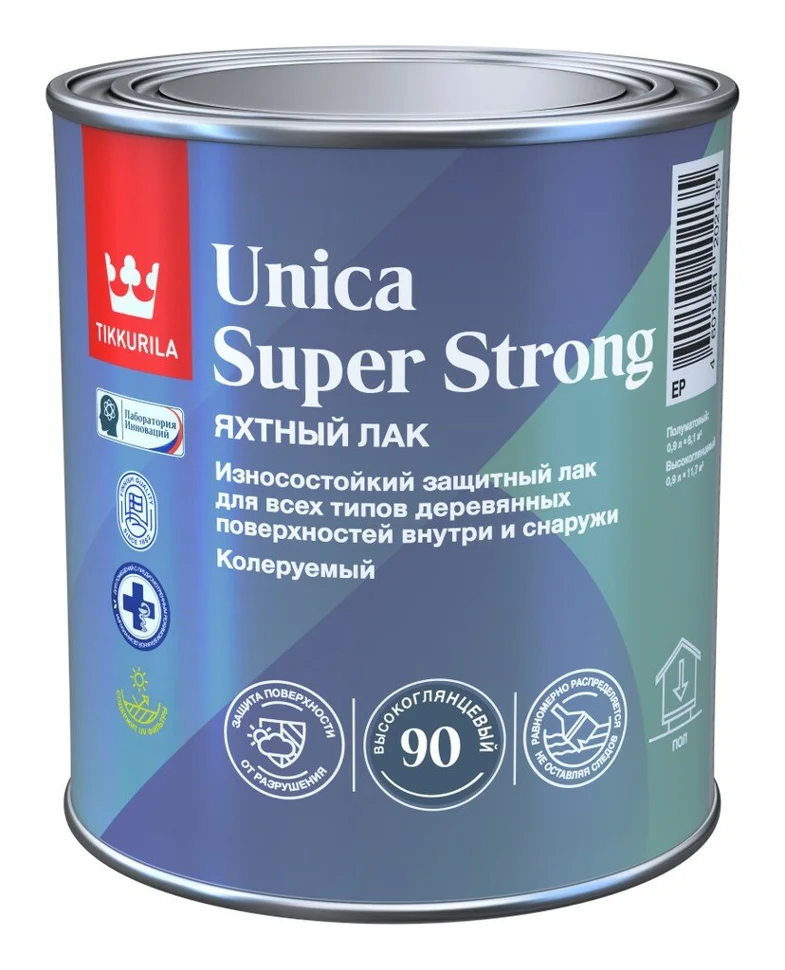 Лак универсальный полуматовый TIKKIVALA Unica Super Strong EP 0,9л