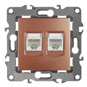 Розетка информационная двойная СП (2XRJ45), Эра12, медь, арт.12-3108-14
